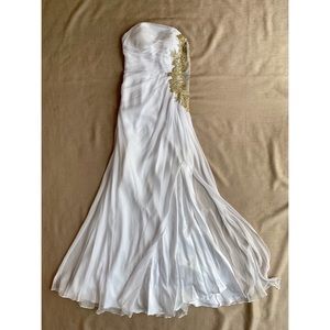 Like New La Femme White Strapless Prom Dress